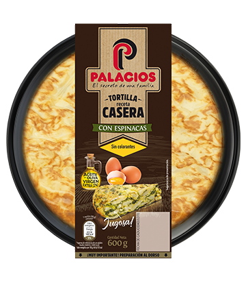 Tortilla casera Palacios con espinacas 650gr