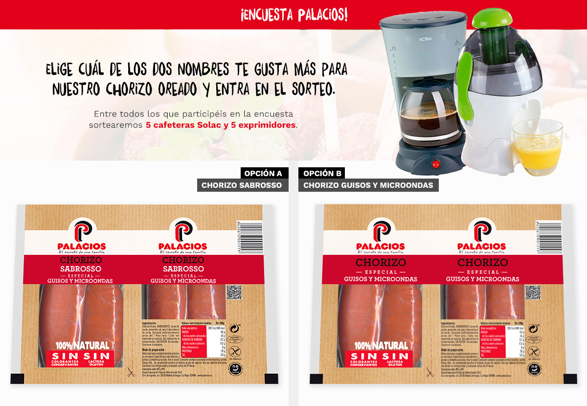 Elige cul de los dos nombres te gusta ms para nuestro chorizo oreado y entra en el sorteo