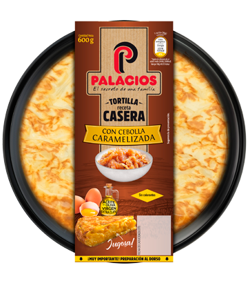 Tortilla casera palacios con cebolla caramelizada 600gr