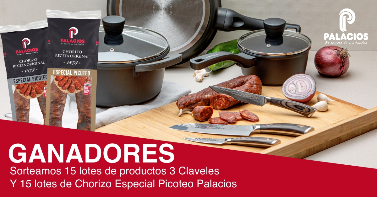 Consulta los ganadores de los 15 lotes de productos 3 Claveles y 15 lotes de Chorizo Especial Picoteo Palacios