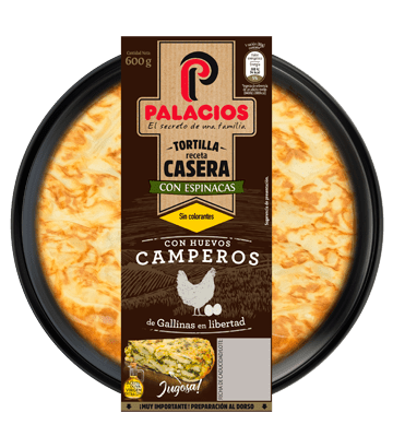 Tortilla casera Palacios con espinacas 600gr