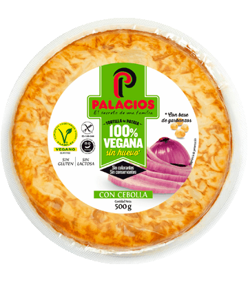 Tortilla vegana Palacios con cebolla 500 gr.